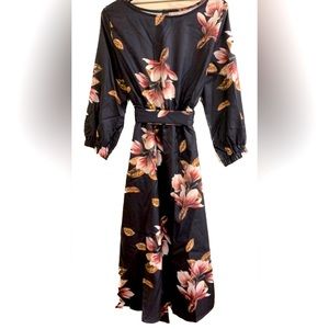 SHEIN emery rose floral print belted dress.